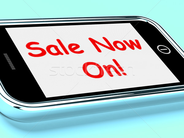 Sale Now On Mobile Message Shows Internet Discounts Stock photo © stuartmiles