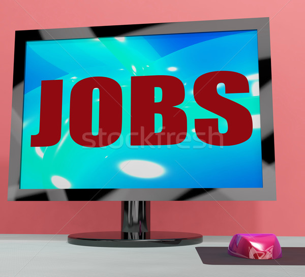 Jobs On Monitor Shows Employment Or Hiring Online Stock photo © stuartmiles