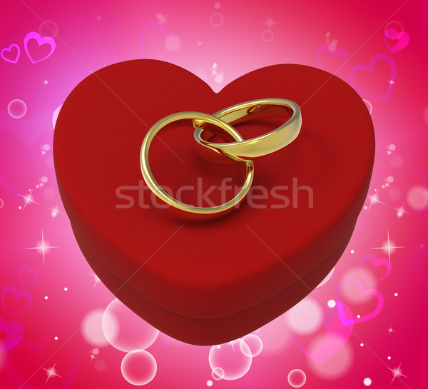 Wedding Rings On Heart Box Mean Romantic Proposal And Vows Stock photo © stuartmiles