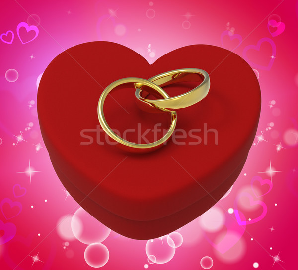 Alliances coeur boîte romantique proposition [[stock_photo]] © stuartmiles