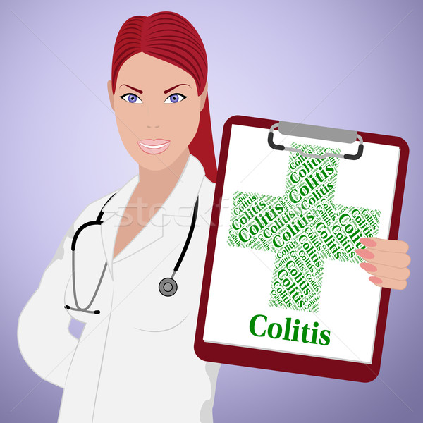 Stock photo: Colitis Word Indicates Inflammatory Bowel Disease And Affliction