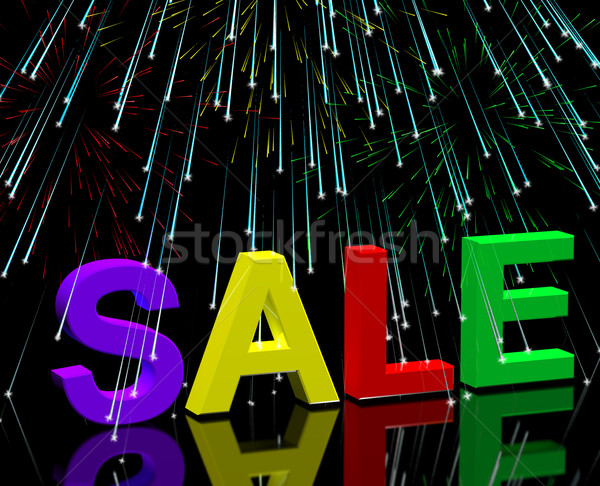 Sale Word And Fireworks Showing Promotion Discount And Reduction Stock photo © stuartmiles