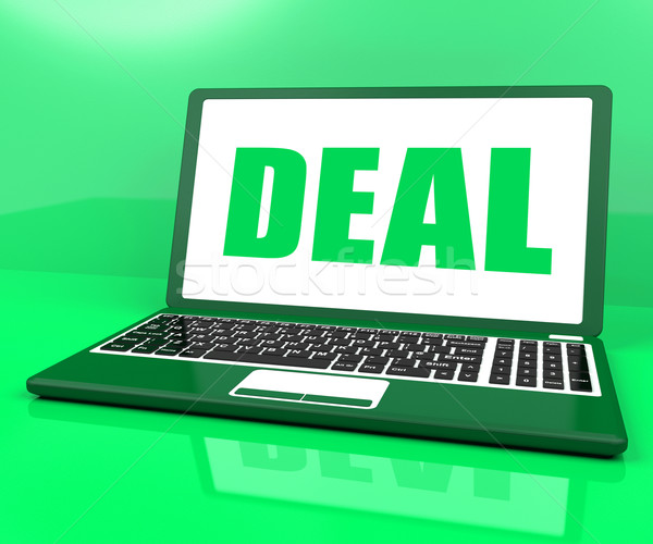 Deal Laptop Shows Trade Contract Or Dealing Online Stock photo © stuartmiles