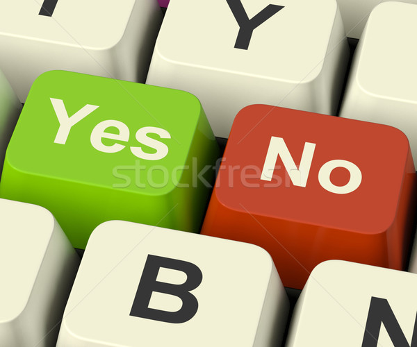 Ja geen sleutels onzekerheid beslissingen online Stockfoto © stuartmiles