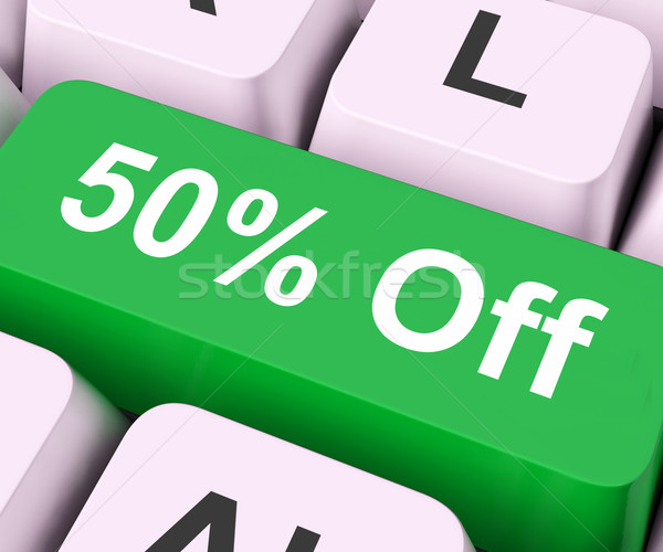Fifty Percent Off Key Means Discount Or Sale Stock photo © stuartmiles