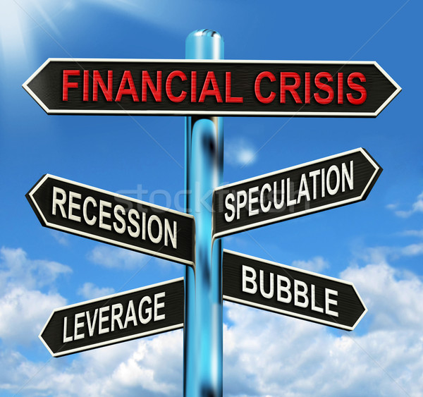 Financial Crisis Signpost Shows Recession Speculation Leverage A Stock photo © stuartmiles