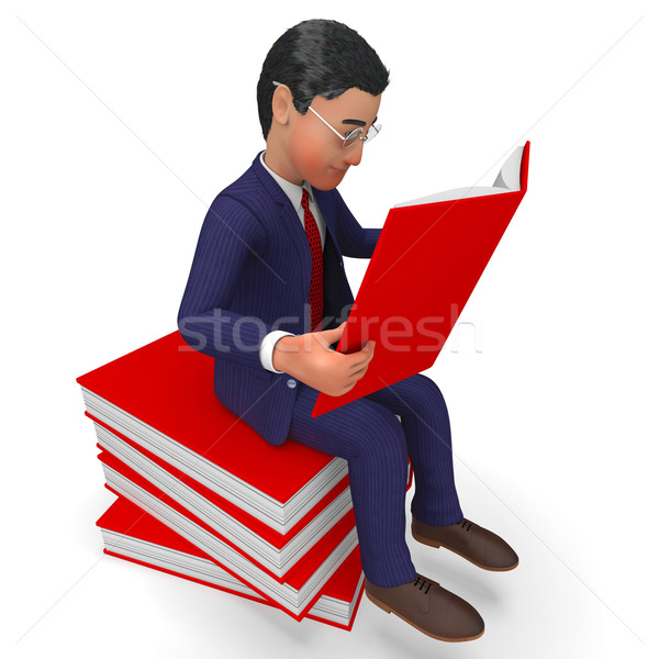 Biznesmen czytania książek faq wykonawczej Zdjęcia stock © stuartmiles