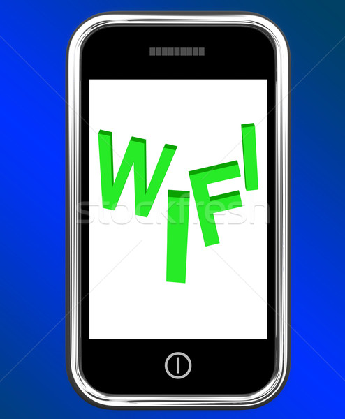 Wifi On Phone Shows Internet Hotspot Wi-fi Access Or Connection Stock photo © stuartmiles