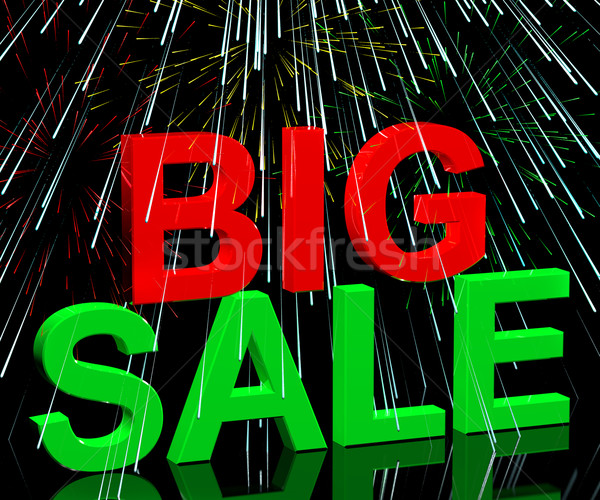 Big Sale Word And Fireworks Showing Promotion Discount And Reduc Stock photo © stuartmiles