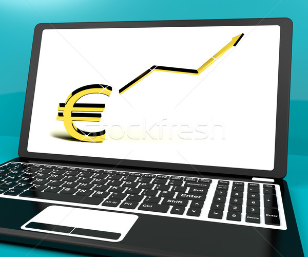 歐元 簽署 上 箭頭 計算機 收益 商業照片 © stuartmiles