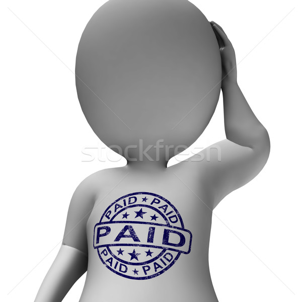 Stock photo: Paid Stamp On Man Showing Invoice Payment Confirmation
