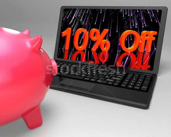 Ten Percent Off On Laptop Showing Reduced Prices Stock photo © stuartmiles
