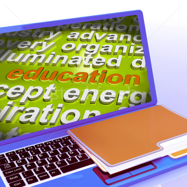 Education Word Cloud Laptop Means Teaching Schooling Or Training Stock photo © stuartmiles