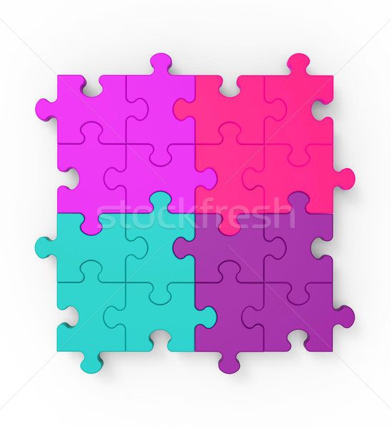 Stock photo: Multicolored Puzzle Square Shows Completion