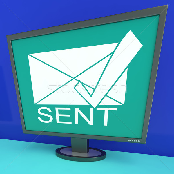 Sent Envelope On Monitor Shows Outbox Stock photo © stuartmiles