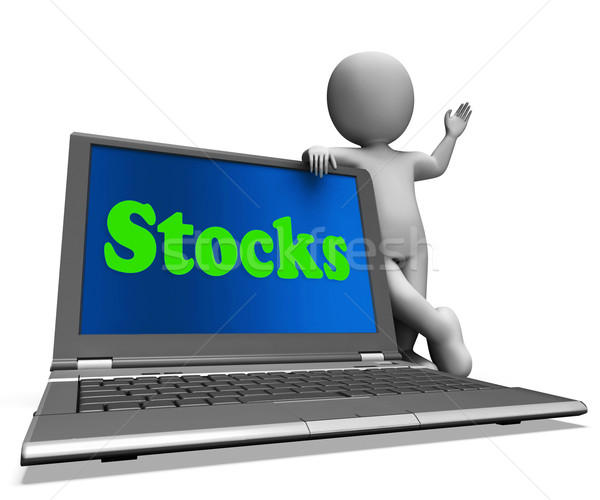 Stocks Laptop Shows Shares Dow And Stock Market Stock photo © stuartmiles