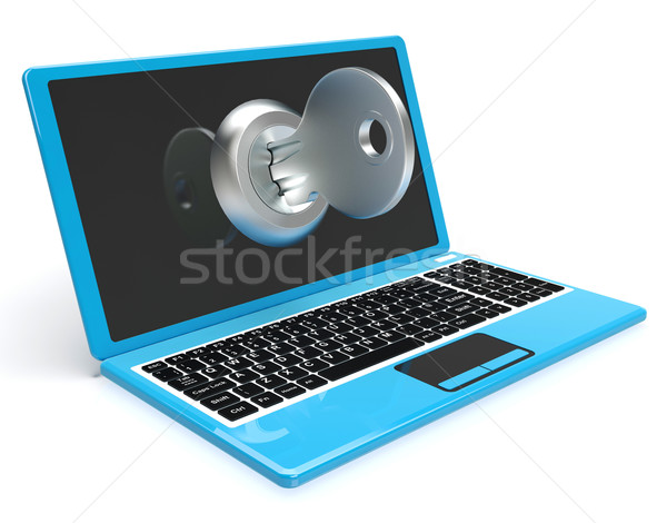 Kulcs számítógép védett jelszó zárat kinyit mutat Stock fotó © stuartmiles