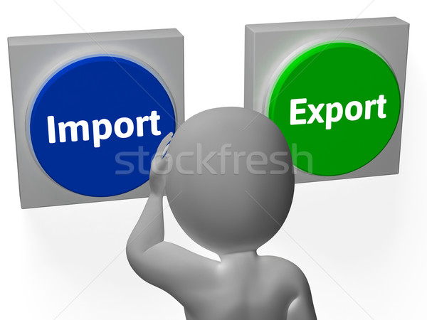 Import Export Buttons Show International Cargo Trade Stock photo © stuartmiles