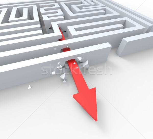 Break Out Of Maze Shows Overcome Puzzle Exit Stock photo © stuartmiles