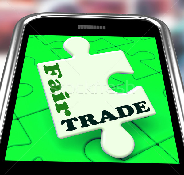 Fair Trade Smartphone Shows Purchasing Ethical Fairtrade Goods Stock photo © stuartmiles