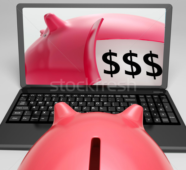Piggy Vault With Money Showing Money Safety Stock photo © stuartmiles