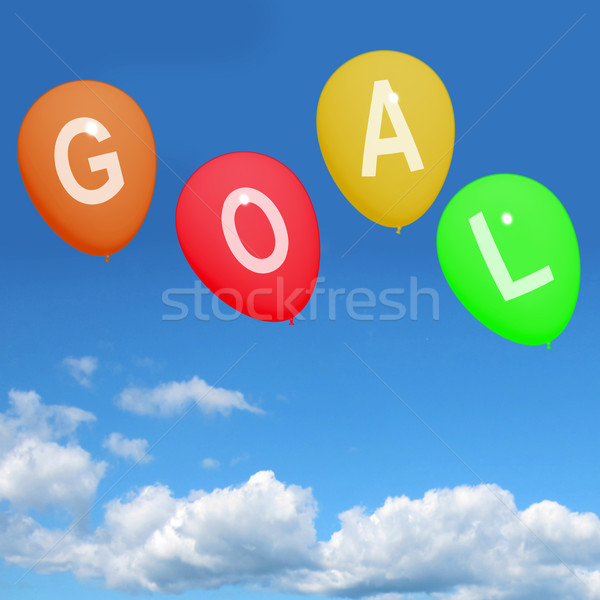 Four Goal Balloons Represent Promoted Wishes Dreams Goals and ho Stock photo © stuartmiles