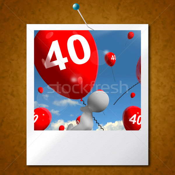 Number 40 Balloons Photo Shows Fortieth Happy Birthday Celebrati Stock photo © stuartmiles