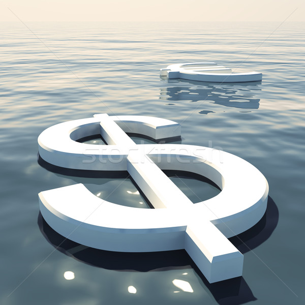 Dollar Floating And Euro Going Away Showing Money Exchange Or Fo Stock photo © stuartmiles