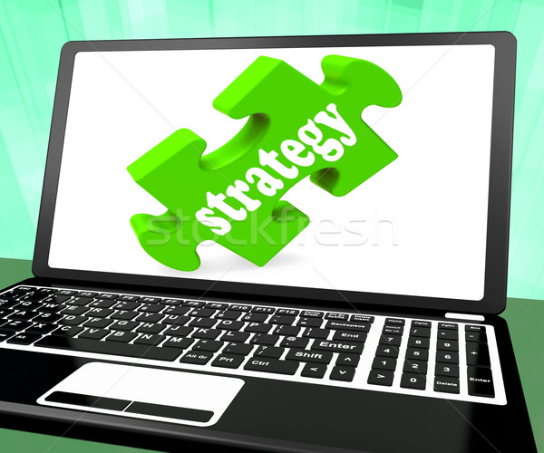 Stock photo: Strategy On Laptop Showing Online Solutions