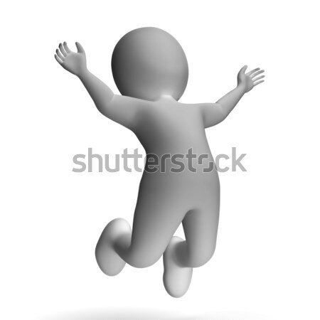 Jumping 3d Character Showing Excitement And Joy Stock photo © stuartmiles