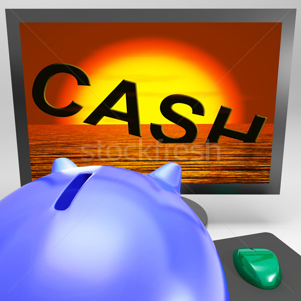 Cash Sinking On Monitor Showing Monetary Crisis Stock photo © stuartmiles