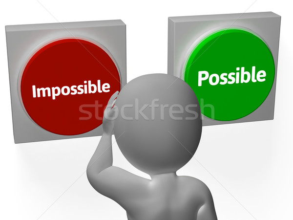 Stock photo: Impossible Possible Buttons Shows Positivity Or Adversity