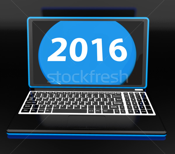 Two Thousand And Sixteen On Laptop Shows New Year Resolution 201 Stock photo © stuartmiles