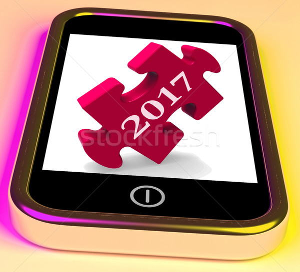 2017 On Smartphone Show Forecasting New Year Stock photo © stuartmiles