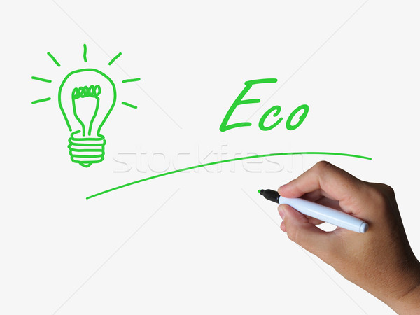 Eco and Lightbulb Refer to Energy Efficiency and Ecology Stock photo © stuartmiles
