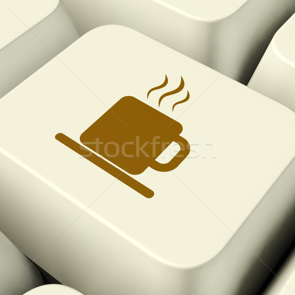 Coffee Mug Icon Computer Key For Taking A Break Stock photo © stuartmiles