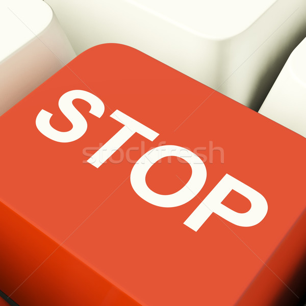 Stop Computer Key Showing Denial Panic And Negativity Stock photo © stuartmiles