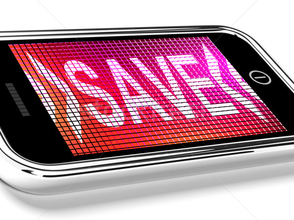 Save Message On Mobile Phone Shows Promotions And Discounts Stock photo © stuartmiles