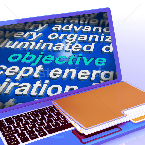 Objective  In Word Cloud Laptop Shows Aims Goals Or Aspirations Stock photo © stuartmiles