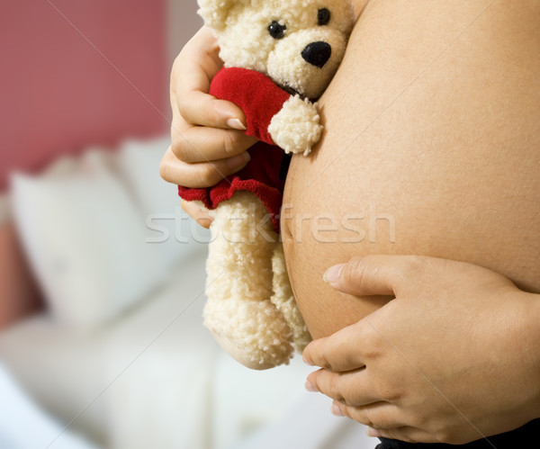媽媽 泰迪熊 嬰兒 懷孕 泰迪熊 商業照片 © stuartmiles