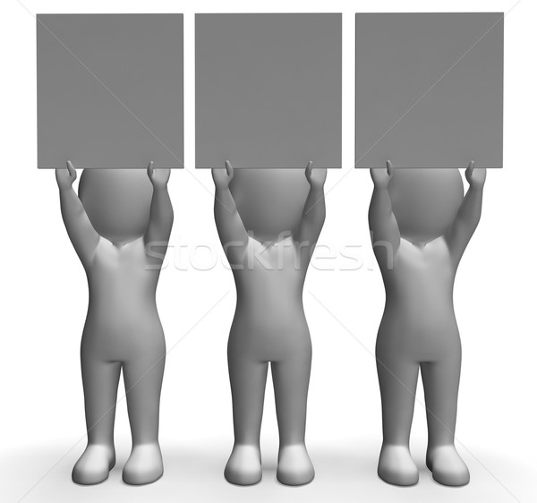 Characters With Three Blank Boards For Message Or Text Stock photo © stuartmiles