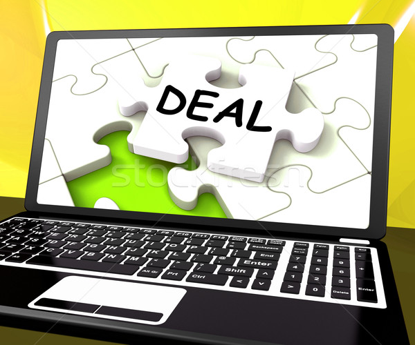 Deal Laptop Shows Trade Deals Contract Or Dealing Online Stock photo © stuartmiles