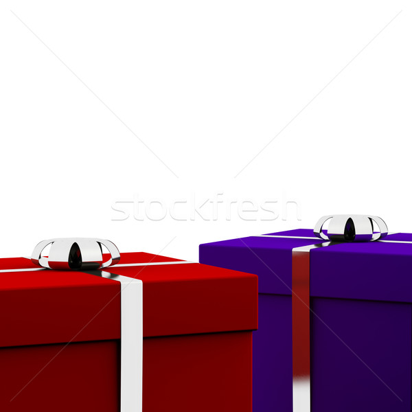 Red And Blue Gift Boxes With White Background As Presents For Hi Stock photo © stuartmiles