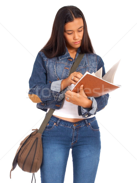 Giovani studente libro di testo giovane ragazza piedi modo Foto d'archivio © stuartmiles