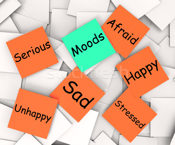 Moods Post-It Note Means Emotions And Feelings Stock photo © stuartmiles