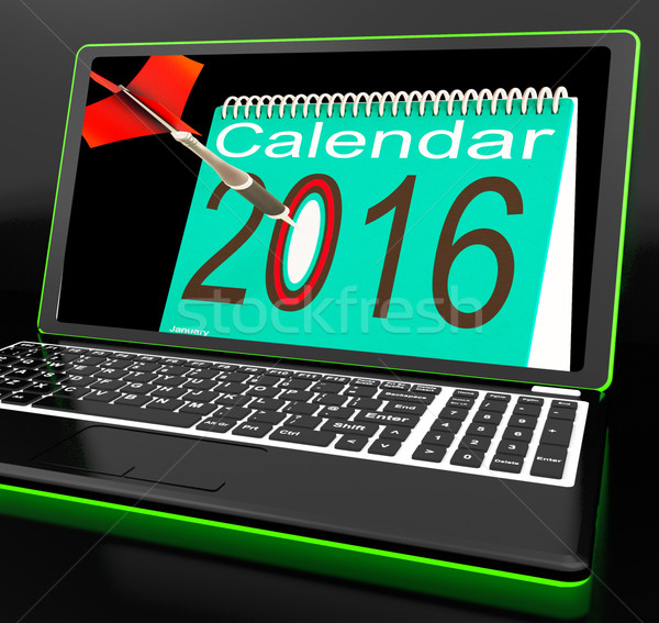 Kalender 2016 Laptop Zukunft Webseiten Stock foto © stuartmiles