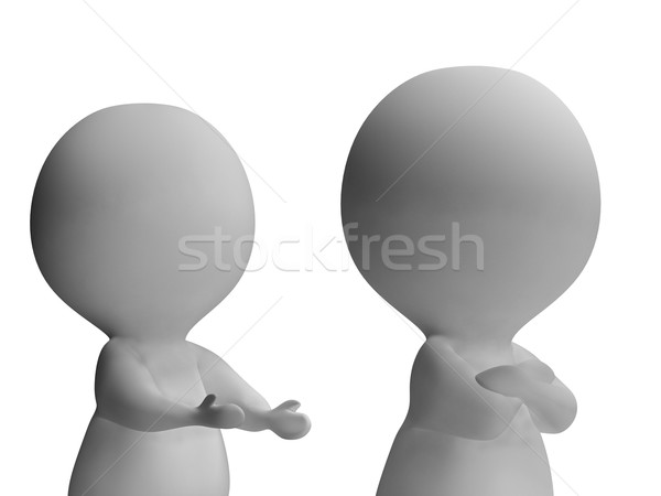 Stock photo: Upset Unhappy 3d Character Shows Disagreement Between Couple 