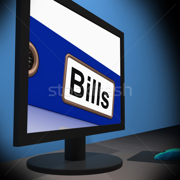 Bills On Monitor Showing Paying Expenses Stock photo © stuartmiles
