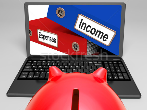 Incomes And Expenses Files On Laptop Showing Earnings Stock photo © stuartmiles