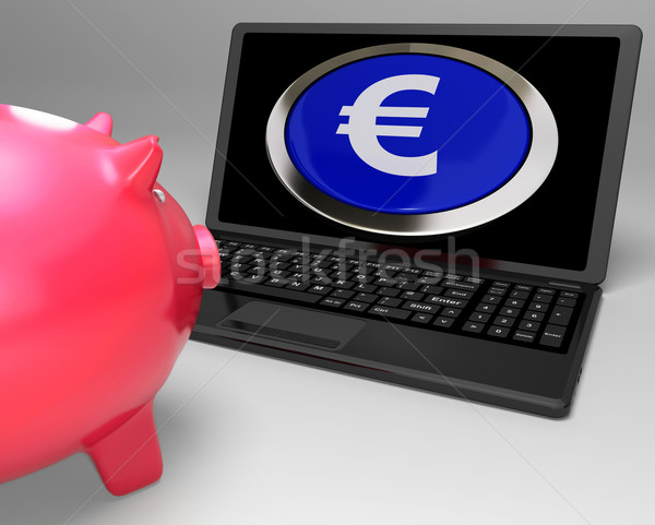 Euro szimbólum gomb laptop mutat megtakarított pénz Stock fotó © stuartmiles